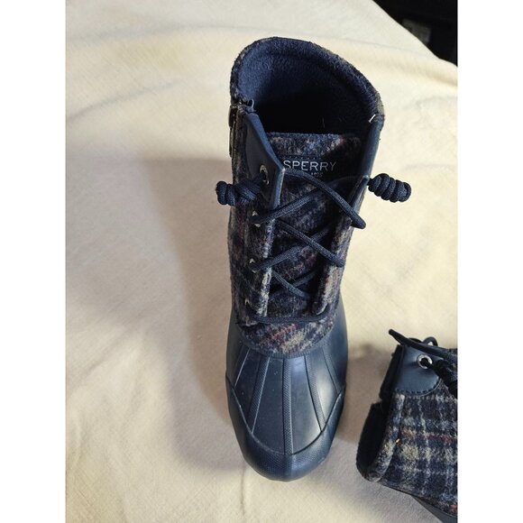 Sperry Womens Plaid Saltwater Duck Boots With Side Zipper & Rubber Sole Size 8 - Picture 5 of 8